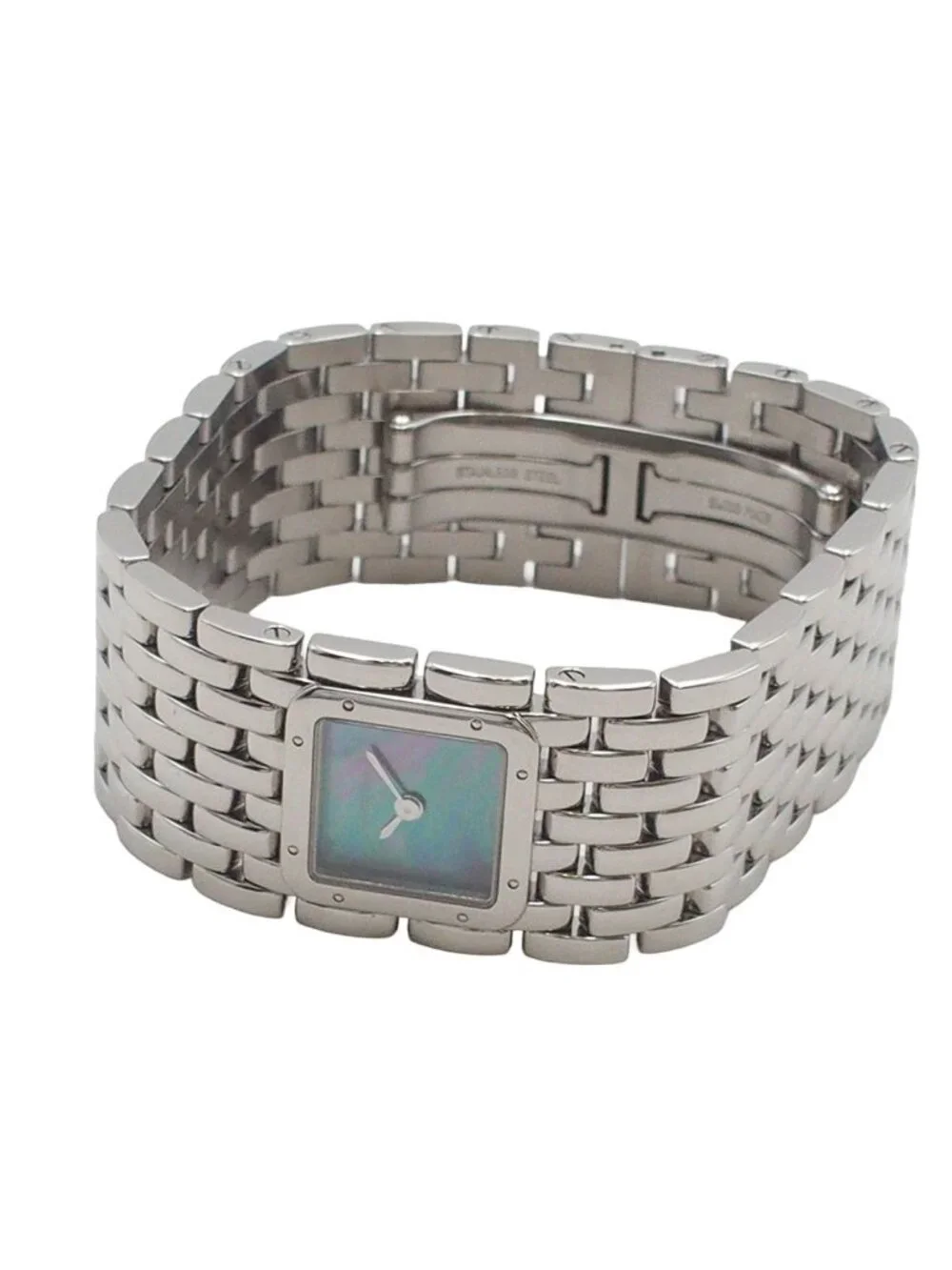 Cartier Panther Ribbon Blue Shell SS Watch Quartz Completed